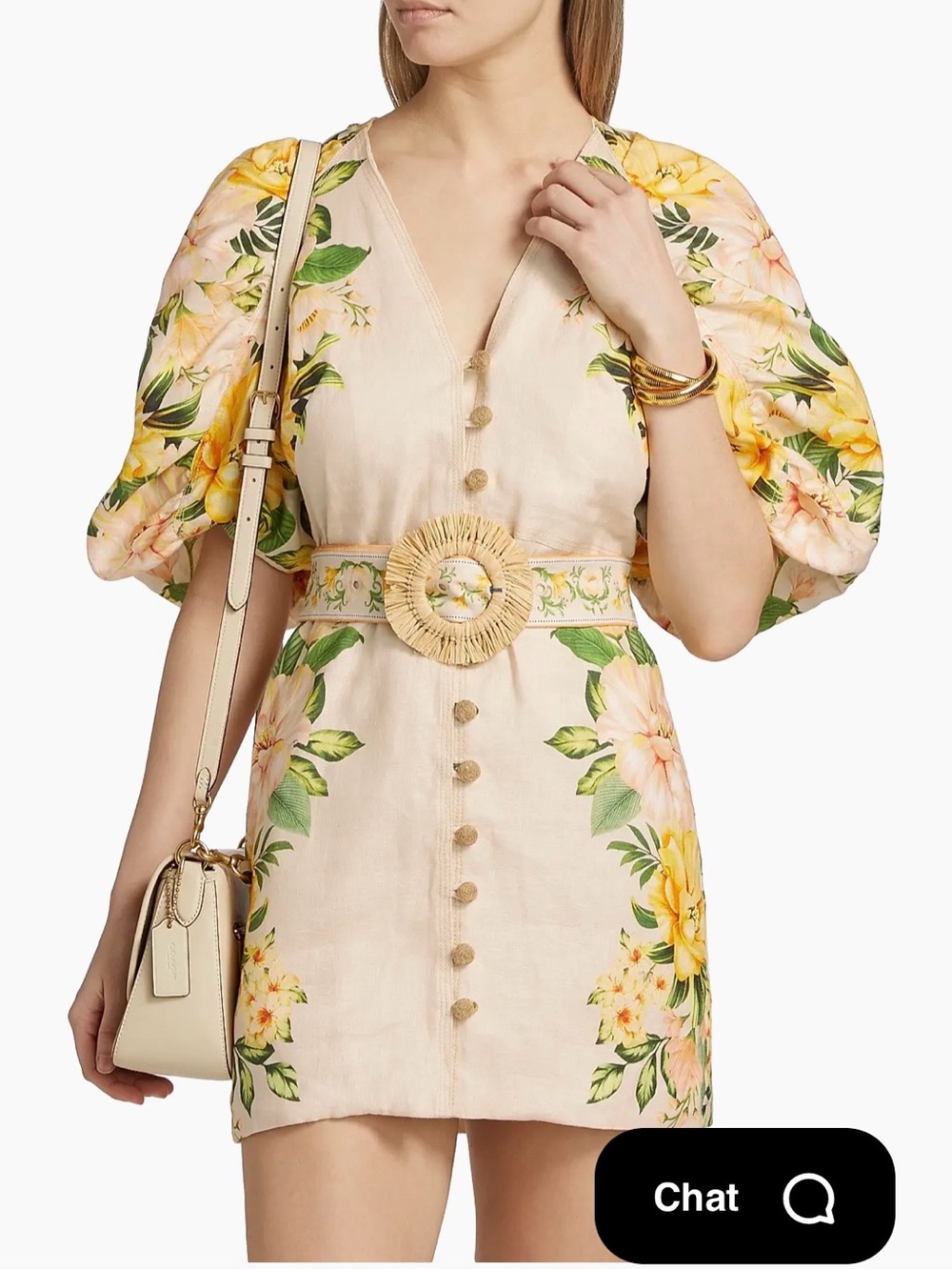 FARM Rio Cream Mini Dress with Yellow & Green Floral Print - Picture 5 of 6